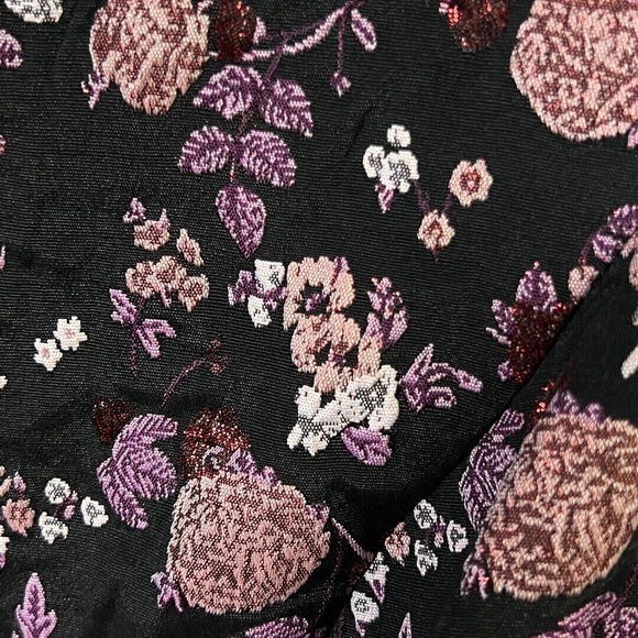Adrianna Papell Dress Black Pink Floral Ruched‎ Embroidered Cocktail Shimmer 6 - Picture 6 of 14
